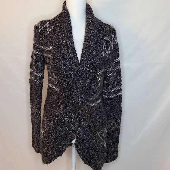FREE People Fuzzy Wool Blend 2 Button Close Cardigan Blue Gray sz S - Picture 1 of 9